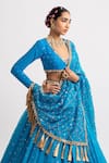 Shop_Vvani by Vani Vats_Blue Lehenga And Dupatta Organza Blouse  Georgette Lining  Silk Blend Set _Online_at_Aza_Fashions