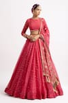 Vvani by Vani Vats_Peach Lehenga And Dupatta Organza Blouse Georgette Lining  Silk Bridal Set _Online_at_Aza_Fashions