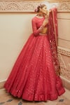 Shop_Vvani by Vani Vats_Peach Lehenga And Dupatta Organza Blouse Georgette Lining  Silk Bridal Set _Online_at_Aza_Fashions