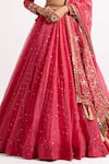 Vvani by Vani Vats_Peach Lehenga And Dupatta Organza Blouse Georgette Lining  Silk Bridal Set _at_Aza_Fashions