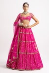 Vvani by Vani Vats_Pink Lehenga And Blouse Georgette Dupatta  Net Multi Tiered Bridal Set _Online_at_Aza_Fashions