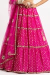 Vvani by Vani Vats_Pink Lehenga And Blouse Georgette Dupatta  Net Multi Tiered Bridal Set _at_Aza_Fashions