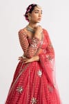 Shop_Vvani by Vani Vats_Pink Lehenga And Blouse Georgette Dupatta  Net Single Tiered Bridal Set _Online_at_Aza_Fashions