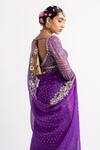 Shop Vvani By Vani Vats Purple Blouse Georgette Saree Organza Mirror, Sequins With Embroidered at Aza Fashions Shop_Vvani By Vani Vats_Purple Blouse Georgette Saree Organza Mirror, Sequins With Embroidered _at_Aza_Fashions