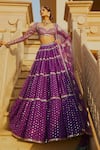 Buy_Vvani By Vani Vats_Purple Lehenga And Blouse Georgette Dupatta  Net Multi Tiered Embroidered Set _Online_at_Aza_Fashions