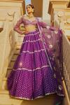 Shop_Vvani By Vani Vats_Purple Lehenga And Blouse Georgette Dupatta  Net Multi Tiered Embroidered Set _Online_at_Aza_Fashions