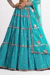 Vvani by Vani Vats_Green Lehenga And Blouse Georgette Dupatta  Net Lining Tiered Mirror Set _at_Aza_Fashions