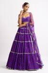 Buy_Vvani by Vani Vats_Purple Lehenga And Blouse Georgette Dupatta  Net Noodle Strap & Tiered Set _at_Aza_Fashions