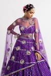 Shop_Vvani by Vani Vats_Purple Lehenga And Blouse Georgette Dupatta  Net Noodle Strap & Tiered Set _Online_at_Aza_Fashions