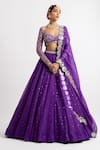 Buy_Vvani by Vani Vats_Purple Lehenga And Dupatta Organza Blouse Georgette Lining  Silk Blend Set _at_Aza_Fashions