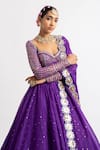 Vvani by Vani Vats_Purple Lehenga And Dupatta Organza Blouse Georgette Lining  Silk Blend Set _Online_at_Aza_Fashions