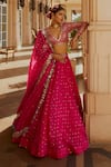 Buy_Vvani by Vani Vats_Pink Lehenga And Dupatta Organza Blouse Georgette Lining  Set With Mirror_Online_at_Aza_Fashions