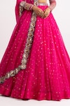 Vvani by Vani Vats_Pink Lehenga And Dupatta Organza Blouse Georgette Lining  Set With Mirror_at_Aza_Fashions