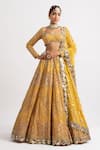 Buy_Vvani by Vani Vats_Yellow Lehenga And Blouse Georgette Dupatta Net Lining  Silk Bridal Set _at_Aza_Fashions