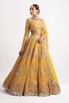 Buy_Vvani by Vani Vats_Yellow Lehenga And Blouse Georgette Dupatta Net Lining  Silk Bridal Set _Online_at_Aza_Fashions