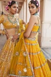 Shop_Vvani by Vani Vats_Yellow Lehenga And Blouse Georgette Dupatta Net Lining  Silk Bridal Set _Online_at_Aza_Fashions