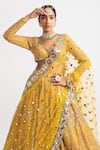 Shop_Vvani by Vani Vats_Yellow Lehenga And Blouse Georgette Dupatta Net Lining  Silk Bridal Set _at_Aza_Fashions