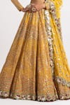 Vvani by Vani Vats_Yellow Lehenga And Blouse Georgette Dupatta Net Lining  Silk Bridal Set _at_Aza_Fashions