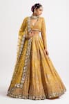 Buy_Vvani by Vani Vats_Yellow Lehenga And Blouse Georgette Dupatta Net Lining  Mirror Bridal Set _Online_at_Aza_Fashions