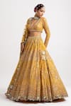 Shop_Vvani by Vani Vats_Yellow Lehenga And Blouse Georgette Dupatta Net Lining  Mirror Bridal Set _Online_at_Aza_Fashions