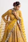 Vvani by Vani Vats_Yellow Lehenga And Blouse Georgette Dupatta Net Lining  Mirror Bridal Set _at_Aza_Fashions