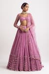 Buy_Vvani by Vani Vats_Pink Lehenga And Blouse Georgette Dupatta Net Lining  Silk Blend Tiered Set _at_Aza_Fashions