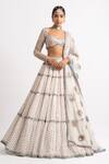 Buy_Vvani By Vani Vats_White Lehenga And Blouse Georgette Dupatta Multi Tiered Embroidered Bridal Set _at_Aza_Fashions
