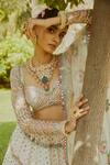 Vvani By Vani Vats_White Lehenga And Blouse Georgette Dupatta Multi Tiered Embroidered Bridal Set _at_Aza_Fashions