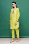 Buy_Arihant Rai Sinha_Green Cotton Embroidered Zari Work Round Striped Kurta And Pant Set_at_Aza_Fashions