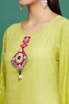 Arihant Rai Sinha_Green Cotton Embroidered Zari Work Round Striped Kurta And Pant Set_at_Aza_Fashions