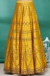 Shop_Irrau By Samir Mantri_Yellow Raw Silk Glass Beads, Pearl Work, Sequins High Draped Choli And Lehenga Set_Online_at_Aza_Fashions