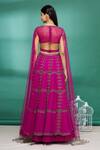 Shop_Irrau by Samir Mantri_Pink Raw Silk Hand Embroidered Glass Beads High Neck Draped Choli And Lehenga Set _at_Aza_Fashions