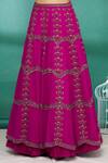 Shop_Irrau by Samir Mantri_Pink Raw Silk Hand Embroidered Glass Beads High Neck Draped Choli And Lehenga Set _Online_at_Aza_Fashions