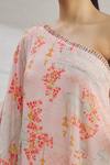 Parul | Vivek_Pink Satin Printed Floral One Shoulder Tunic  _at_Aza_Fashions