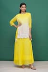 Buy Yellow Cotton Embroidered Abla Round Work Layered Dress For Women ...