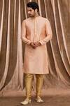 Buy_Arihant Rai Sinha_Peach Jacquard Teardrop Motif Kurta Set_at_Aza_Fashions