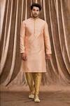 Buy_Arihant Rai Sinha_Peach Jacquard Teardrop Motif Kurta Set_Online_at_Aza_Fashions