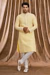 Buy_Arihant Rai Sinha_Yellow Silk Dupion Embroidered Lucknowi Kurta Set _at_Aza_Fashions