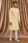 Buy_Arihant Rai Sinha_Yellow Silk Dupion Embroidered Lucknowi Kurta Set _Online_at_Aza_Fashions