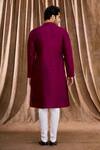 Shop_Aham-Vayam_Maroon Silk Full Sleeve Kurta Set_at_Aza_Fashions