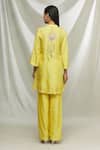 Shop_Ibai_Yellow Mulberry Silk Thread Work Placement Embroidered Kurta And Sharara Set _at_Aza_Fashions