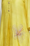 Ibai_Yellow Mulberry Silk Thread Work Placement Embroidered Kurta And Sharara Set _at_Aza_Fashions