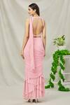 Shop Arpan Vohra Pink Georgette Glass Beads Round Pre-draped Ruffle Saree With Blouse at Aza Fashions Shop_Arpan Vohra_Pink Georgette Glass Beads Round Pre-draped Ruffle Saree With Blouse _at_Aza_Fashions