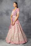 Buy_Adi By Aditya Khandelwl_Pink Crepe, Georgette Badla, Sequin, Floral Embroidered Bridal Lehenga Set _Online_at_Aza_Fashions
