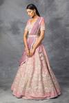 Buy_Adi By Aditya Khandelwl_Pink Crepe, Georgette Badla, Sequin, Floral Embroidered Bridal Lehenga Set _at_Aza_Fashions