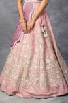 Adi By Aditya Khandelwl_Pink Crepe, Georgette Badla, Sequin, Floral Embroidered Bridal Lehenga Set _at_Aza_Fashions