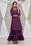 Buy_Samyukta Singhania_Purple Polyester Embroidered Floral Round Kurta And Sharara Set_at_Aza_Fashions