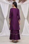 Shop_Samyukta Singhania_Purple Polyester Embroidered Floral Round Kurta And Sharara Set_at_Aza_Fashions