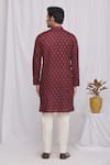 Shop_Aryavir Malhotra_Maroon Cotton Printed Floral Kurta _at_Aza_Fashions