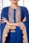 Shop_Stotram_Blue Dupion Silk Embroidered Cutdana Round Geometric Kaftan And Pant Set _Online_at_Aza_Fashions